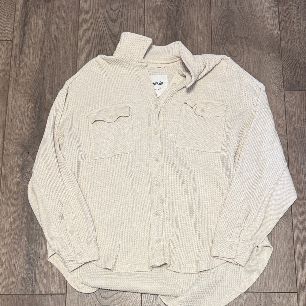 Aerie Cream Button-Up Cardigan